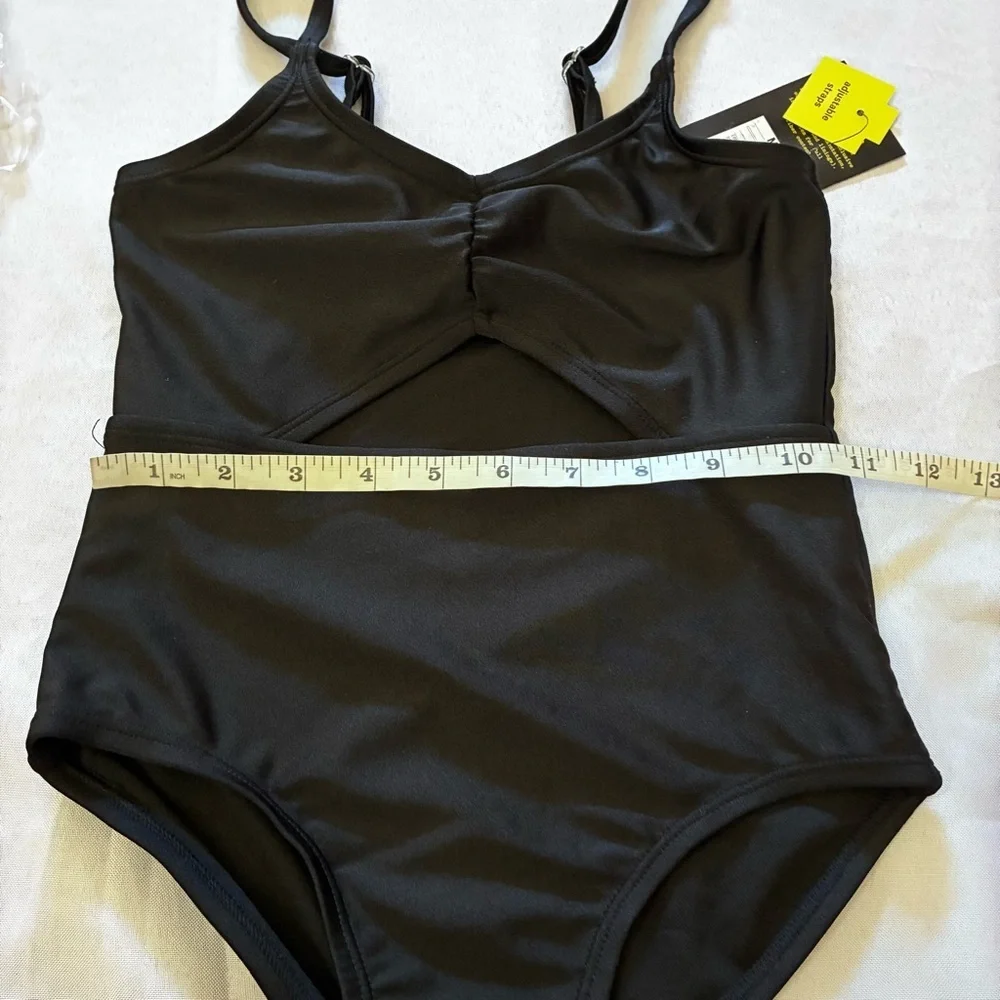Art Class Girls Black Ruching Cutout Detail One Piece Swimsuit Size 8